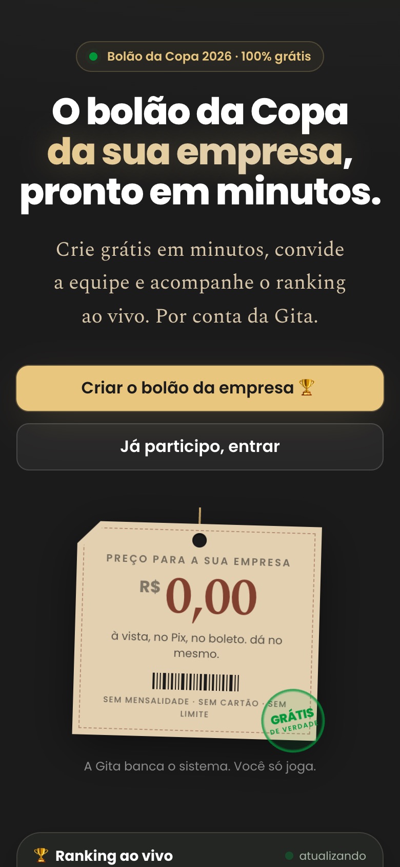 O Bolão da Copa aberto no celular